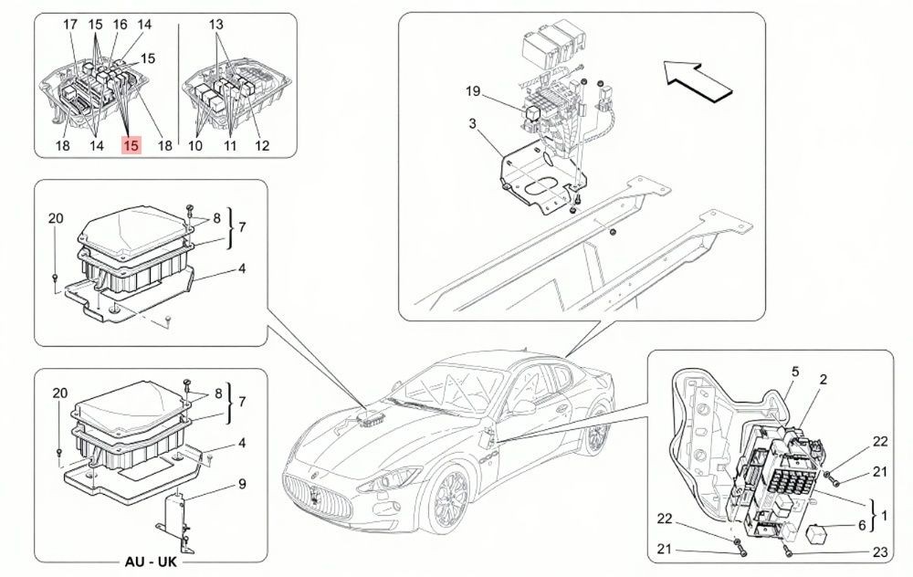 08-19 MASERATI GRANTURISMO S GRANCABRIO FUSE BOX RELAY JUNCTION BLOCK MODULE OEM