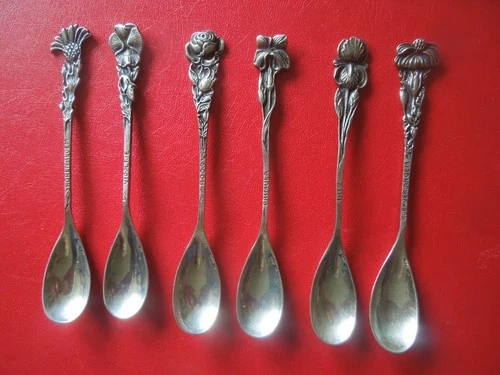 J7931 VTG DUTCH  FLOWER  835 SILVER TEA/COFFEE SPOONS  SET  58 GR SEE  DESCRIPIO