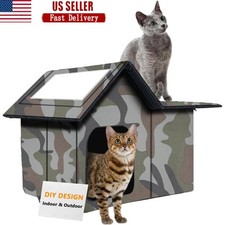 Outdoor Cat House Weatherproof Portable Easy Assembly Stray Shelter Pet Nest New