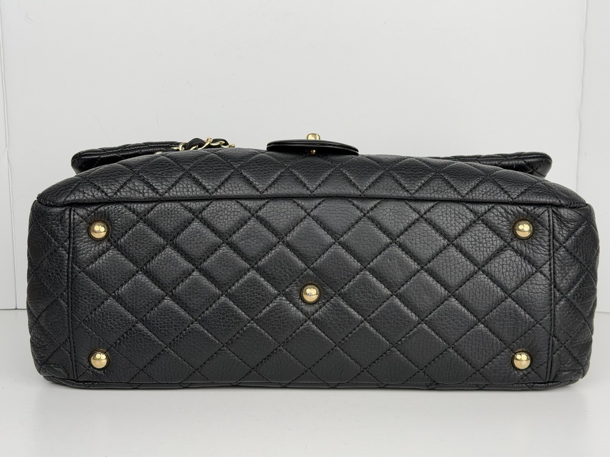 Chanel Large XXL Flap Bag in Black Leather Shoulder Travel Bag