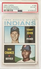 1964 Topps Cleveland Indians Rookies Tommy John / Bob Chance #14 PSA 6 EX-MT