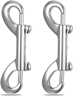2 Stück Doppel Karabinerhaken Silber Doppelkarabiner Karabinerhaken Edelstahl Do