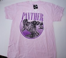 Black Panther Marvel Unisex T-Shirt Pink Cotton Comic Size Large Avengers NWT