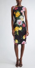 Dolce&Gabbana Sz 2 Peony & Rose Floral Charmeuse Sheath Dress $2645