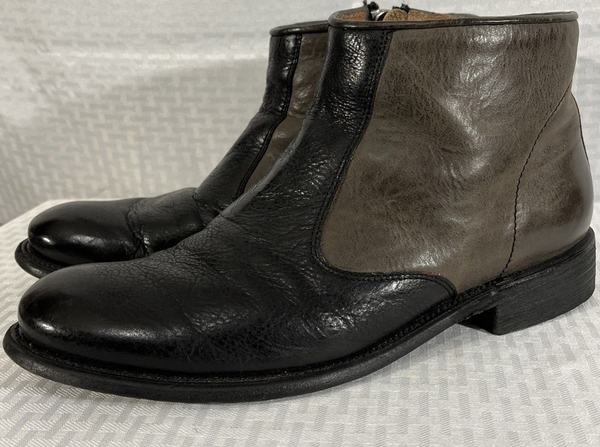JD Fisk Distressed Black Grey Leather Ankle Boots Mens 9 | eBay display picture 1
