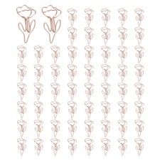 60pcs Cute Flower Shaped Paper Clips for Fun Rose Gold Supplies