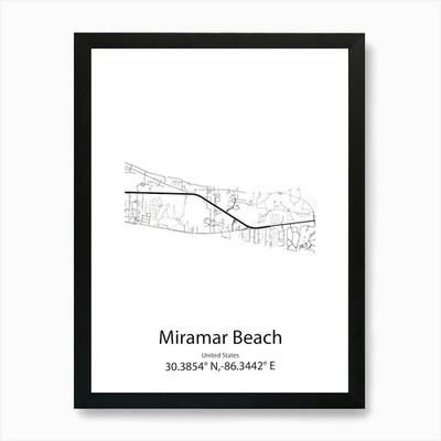 Miramar,Mexico Minimalist Map Art P Framed Wall Art Poster Canvas Print Picture