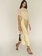 Reformation Lilibeth Silk Dress Blonde Yellow Medium