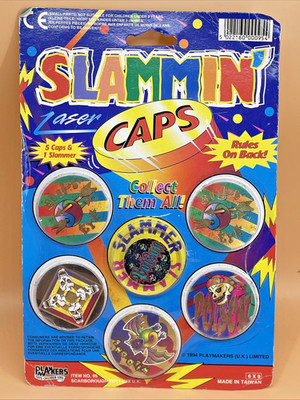 Playmakers Slammin Pogs Laser Caps Bottle Set 1994 Poison Skulls No95 MOC