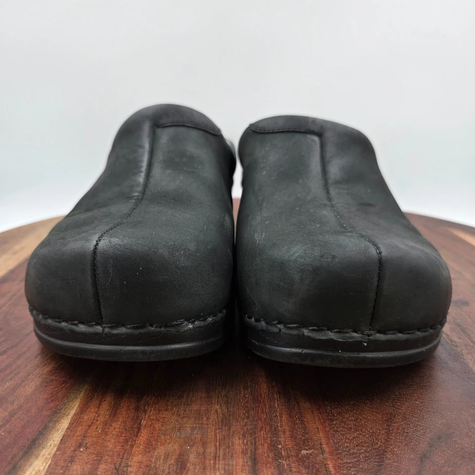 Zapatos Klogs Mule para mujer 9W de ancho negro cuero nobuck zuecos cómodos enfermería Foto 2 de 4