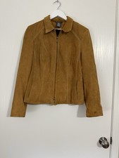 Gegrge Women’s Genuine Leather Suede Jacket Size Large Tan Full Zip Vintage