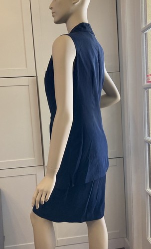 NWT Vtg 90s Hugo Buscati Victoria's Secret Sz 8 Navy Blue Sleeveless Skirt Suit - Picture 5 of 10