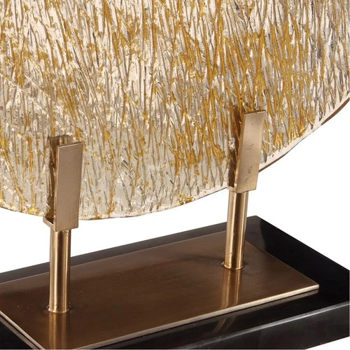 Uttermost 17500 Layan 18 inch Bright Gold and Black Marble Charger - Picture 4 of 5