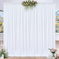2 PCS 4x10 FT White Backdrop Curtain Wrinkle Free Photo Background Drape Set