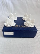 Vintage Coalport White Bone China Floral Place Card Holders - Set of 4 Boxed
