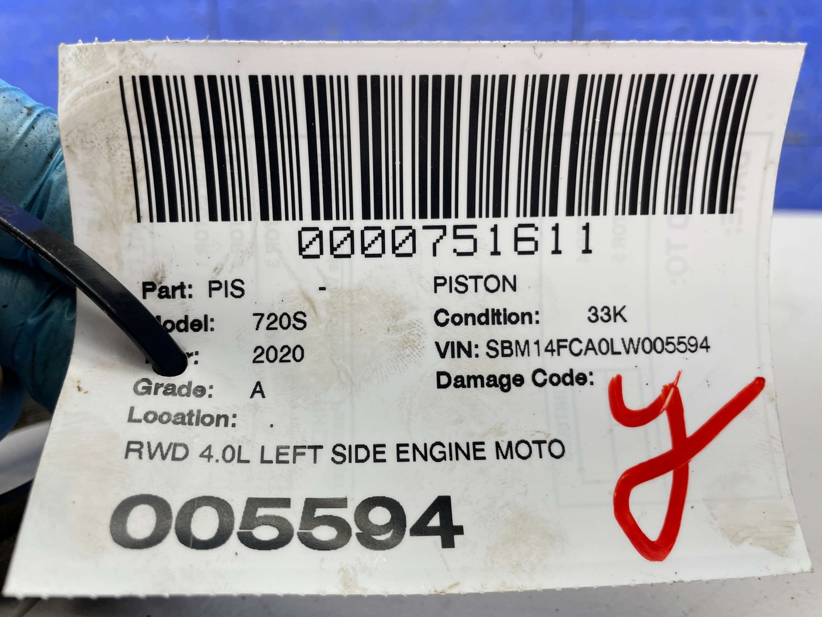 2018-2023 MCLAREN 720S OEM 4.0L LEFT SIDE ENGINE MOTOR PISTON W/ CONNECTING ROD