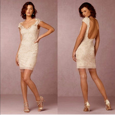 Tadashi Shoji Lace Dress for BHLDN Anthropologie illusion sheath Wedding sz 4