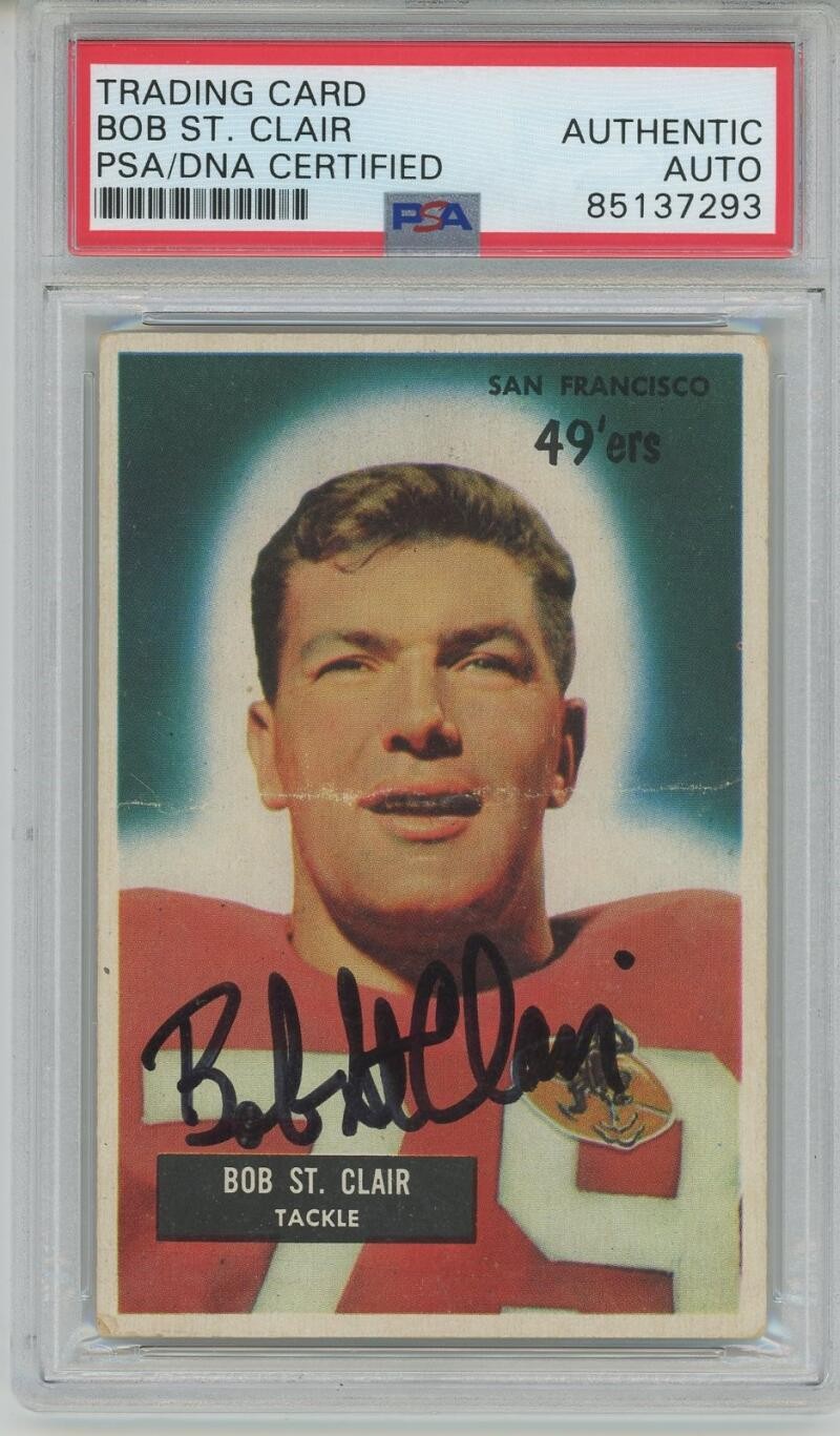 Bob St. Clair #101 Football Cards 1955 Bowman trading card — raw and PSA graded price guide