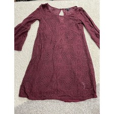 American Eagle Women's Size S 8845247607 Cranberry Crochet Bell Sleeve Dress
