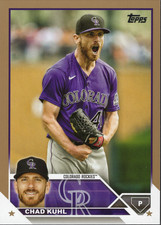2023 Topps Chad Kuhl #517 Colorado Rockies Gold Parallel 973/2023 MLB Baseball