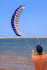 Parafoil Sport Kite   Approx. 4.6 ft Wide  Blue Power Foil Kite with Handles