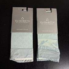 Vintage Elisabeth by Liz Claiborne Womens Sheer Blue Trouser Socks, Lot of 2