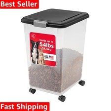 Airtight Dog Food Storage Container, Up to 54 lbs, Attachable Wheels, For Dog...