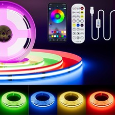 Best PAUTIX 5V USB COB RGB LED Strip Light 4.92ft/1.5m Color Changing Strips TV