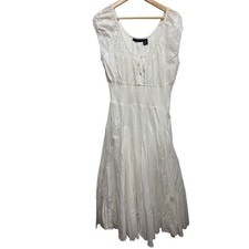 Grace Elements White Cotton Cottagecore Dress XL Eyelet Peasant Boho Midi NWT