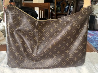 Louis Vuitton Monogram Delightful MM Shoulder Bag Zip Brown Red Lining Dust Bag