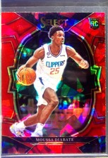 2022-23 Select Moussa Diabate Red Cracked Ice Prizms RC #92 Clippers