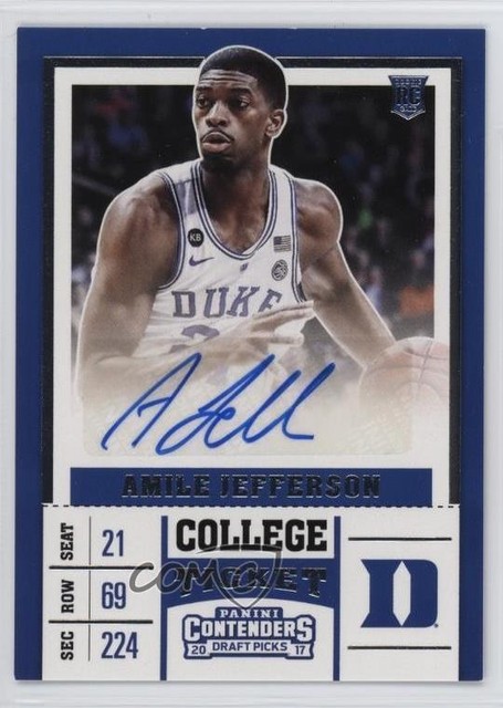 2017-18 Panini Contenders Draft Picks College Amile Jefferson #128 Auto 1f1