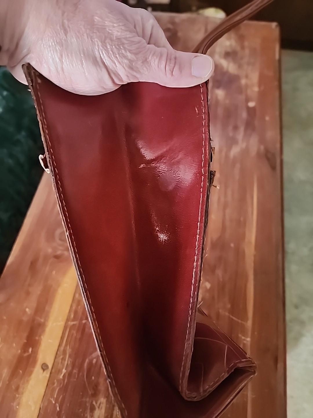 Vtg Mtc 1992 Leather Rectangular Tooled Geometric… - image 5