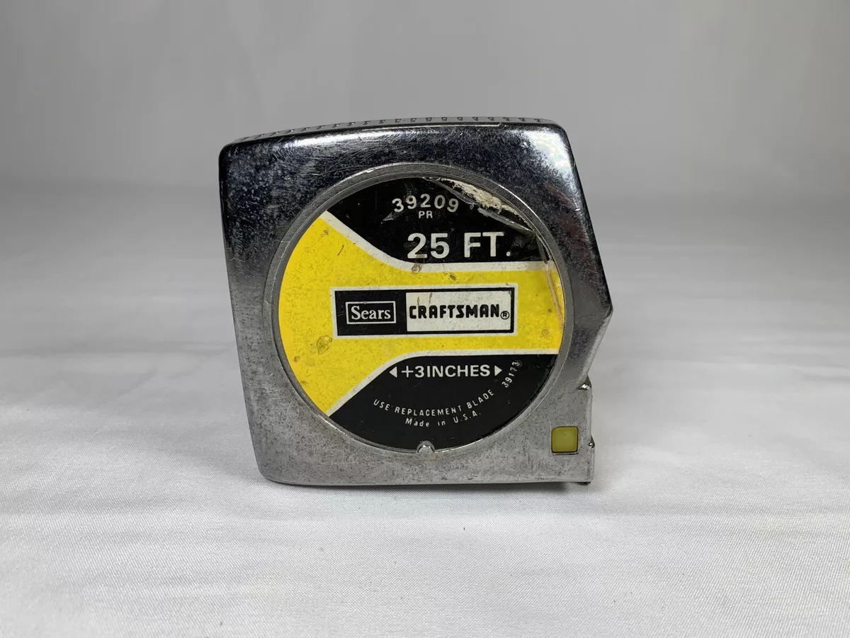 Vintage 3 4 Sears Craftsman 39209 PR 25ft Tape Measure Yellow