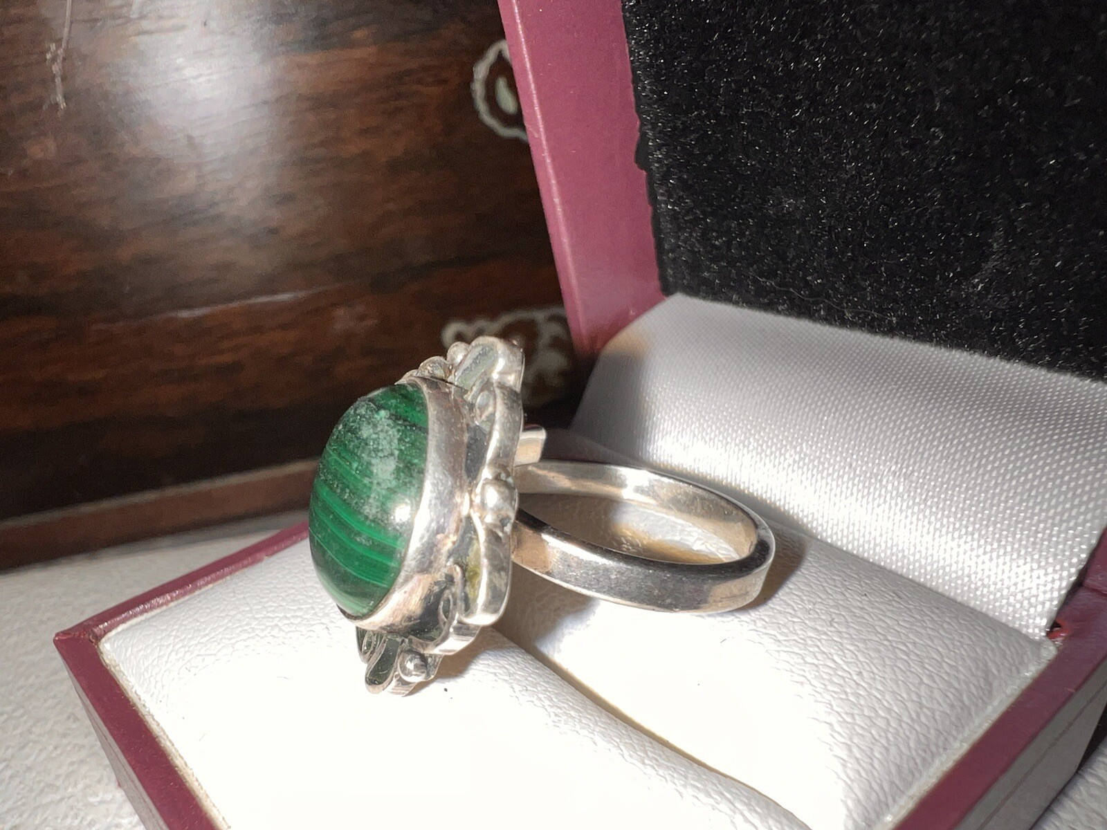 Unusual Solid Silver Adjustable Ring With Natural… - image 7