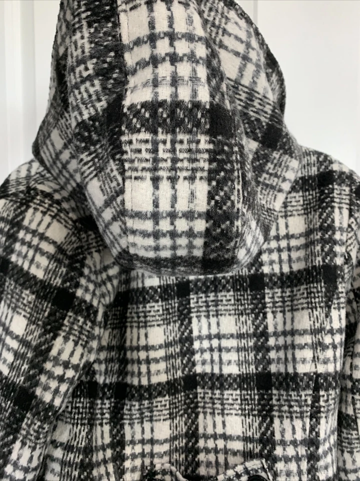 Jou Jou Jacket Plaid Black Button Double Breast soft pea dress coat Size Medium - Image 4 of 4