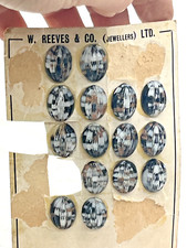 antique glass cabachon jewelry making bead lot gold black card vintage