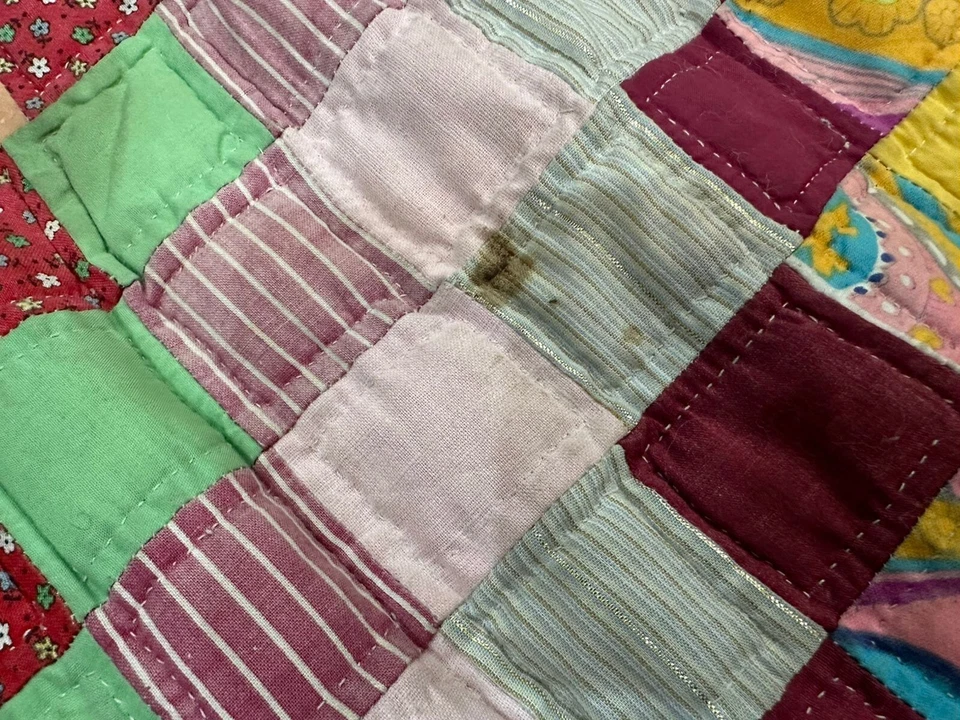 Colcha antigua hecha a mano del siglo XIX con retazos colchas coloridas para vivir en el hogar Foto 4 de 4