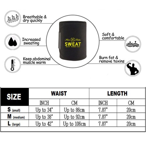 Women Men Waist Trainer Belt Belly Fat Burner Slimming Body Shaper Sweat Band US - 第 2/22 張圖片
