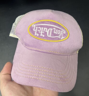 Von Dutch Trucker Hat Purple Velvet Upside Down Embroidered