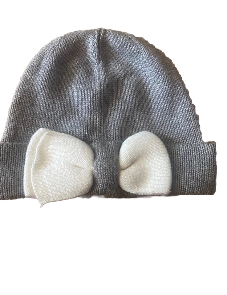 Kate Spade серый ребро вязаный зимняя шляпа передний бант - Изображение 4 из 4