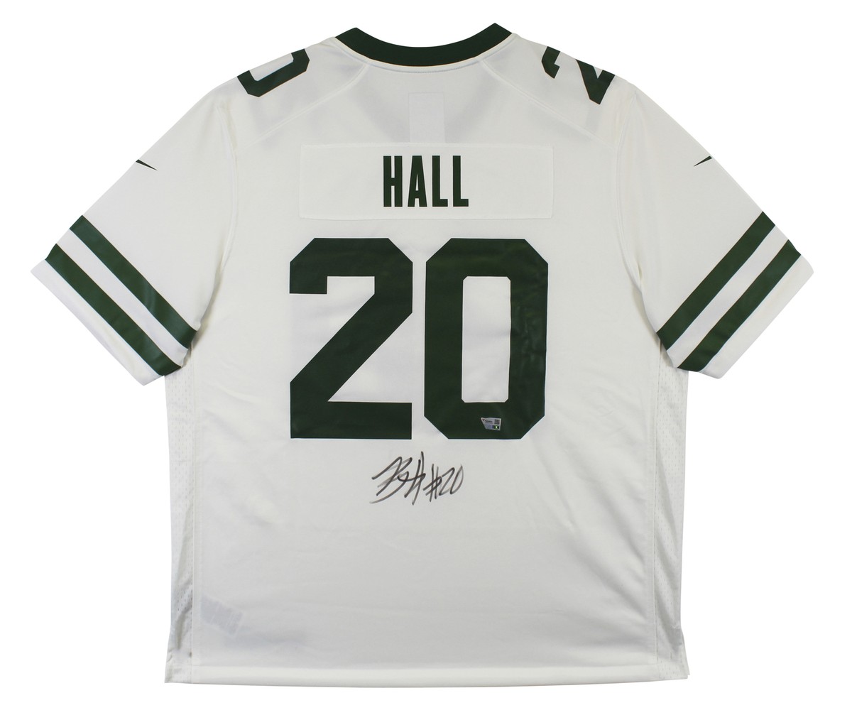Jets Breece Hall Authentic Signed White Nike Game Jersey