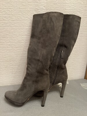 PRADA Damen Stiefel Leder ( Veloursleder) Grau Gr 40 