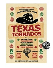 Texas Tornados concert poster - 2010 - San Antonio, Texas