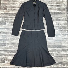 Anne Klein Collection Suit 2 Piece Womens sz 6 Peplum Lace Up Jacket Black Skirt