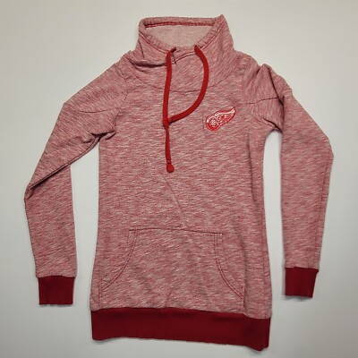D's TEES CUTE! ''DETROIT RED WINGS'' MOCK HOODIE POCKETS DRAW STRING Size:W SMALL