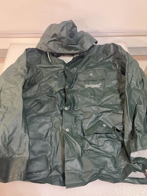 Hodgman PVC Vinyl Hooded Rain Jacket Pants Set Green Medium Waterproof XXL