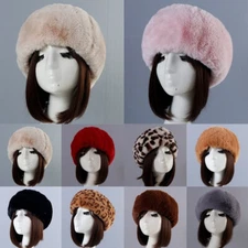 Women Russian Fluffy Faux Fur Headband Hat Ladies Winter Outdoor Ski Warm Cap