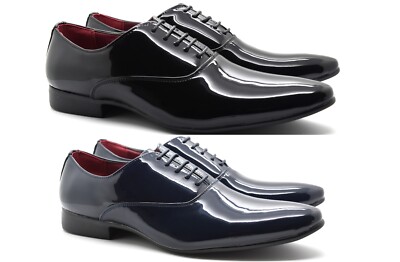 Herren Formell Lack Glänzend Party Oxford Schnürschuhe Hochzeit Büro Elegant Elegant Schuhe