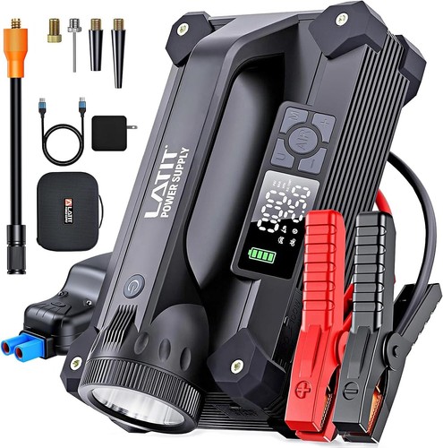 6000A Jump Starter with Air Compressor 150PSI 65W Charger, 12V Battery Jumper